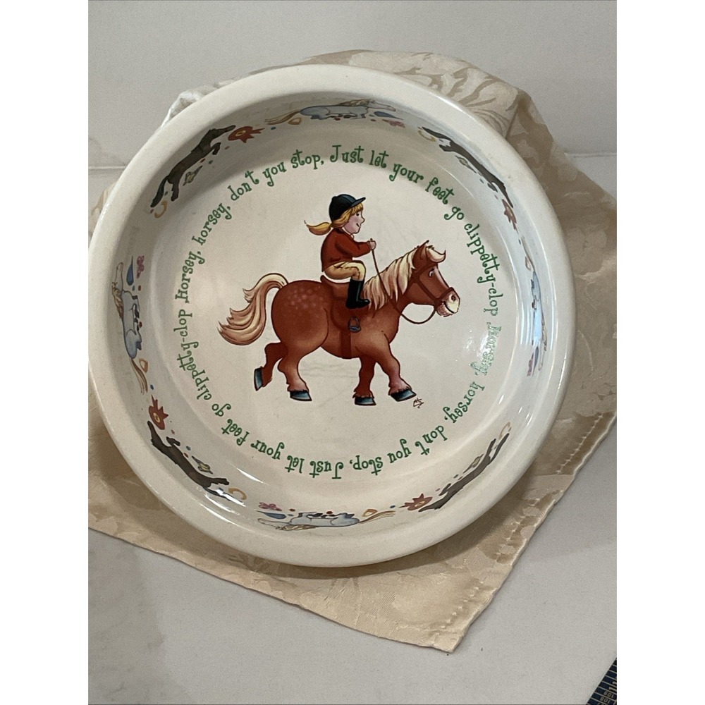 1890 Anderton Pottery England Childs Nursery Rhyme Pony Bowl Horse 6.5"x2"